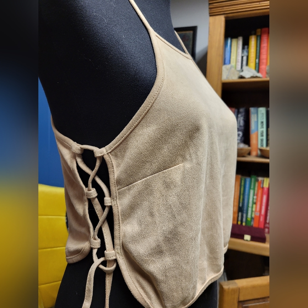 Charlotte Russe Faux Suede Side Lace Tank Size S - Picture 3 of 5